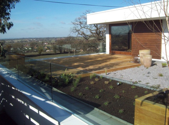 Rooftop Garden with Decking and Glass Balustrade